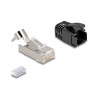 Delock RJ45 Modularer Stecker mit Zugentlastung Cat.8.1 und Knickschutztülle 25er Set