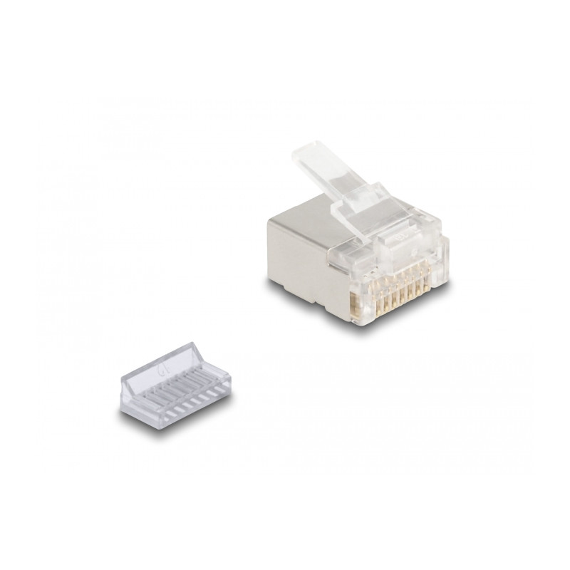 Delock RJ45 Modularer Stecker Cat.6A für Slim und Flachbandkabel 100er Set