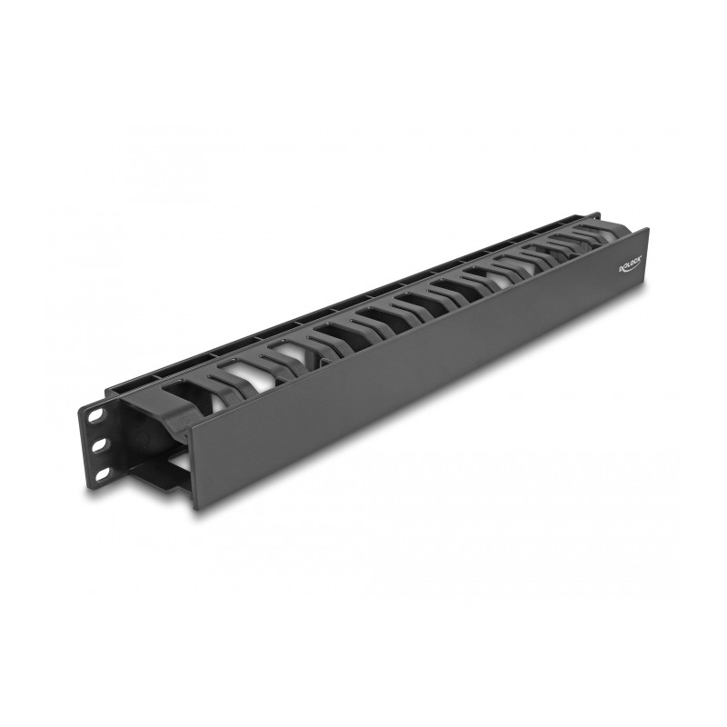 Delock 19″ Kabelmanagement Rangierpanel mit 2 Öffnungen 1 HE schwarz Kunststoff