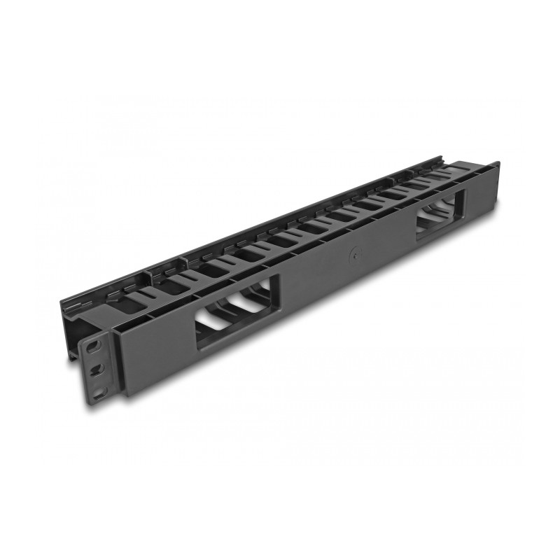 Delock 19″ Kabelmanagement Rangierpanel mit 2 Öffnungen 1 HE schwarz Kunststoff