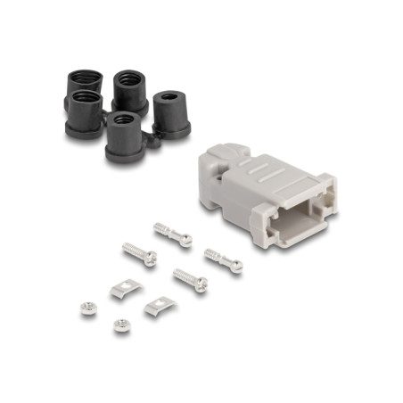 Delock Gehäuse für D-Sub 9 Pin Stecker / Buchse mit Gummidichtungen