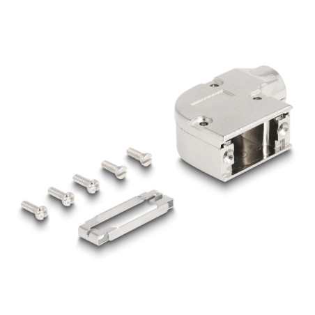 Delock Gehäuse für D-Sub 9 Pin Stecker / Buchse mit Metallhalterung 90° gewinkelt Zinklegierung