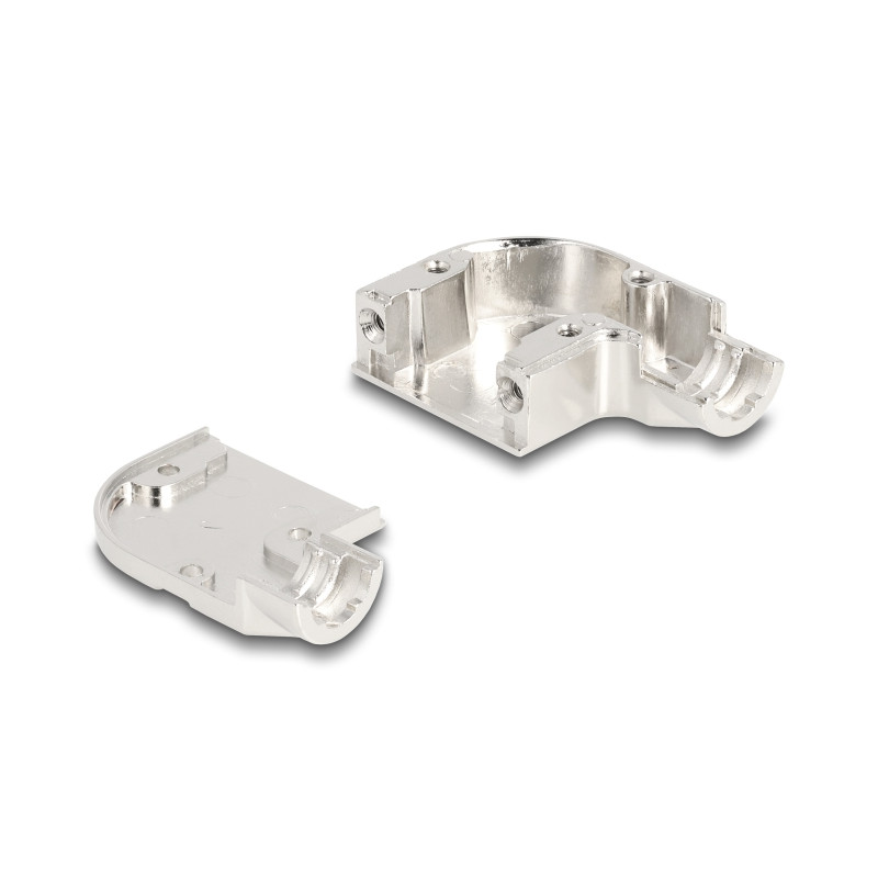 Delock Gehäuse für D-Sub 9 Pin Stecker / Buchse mit Metallhalterung 90° gewinkelt Zinklegierung