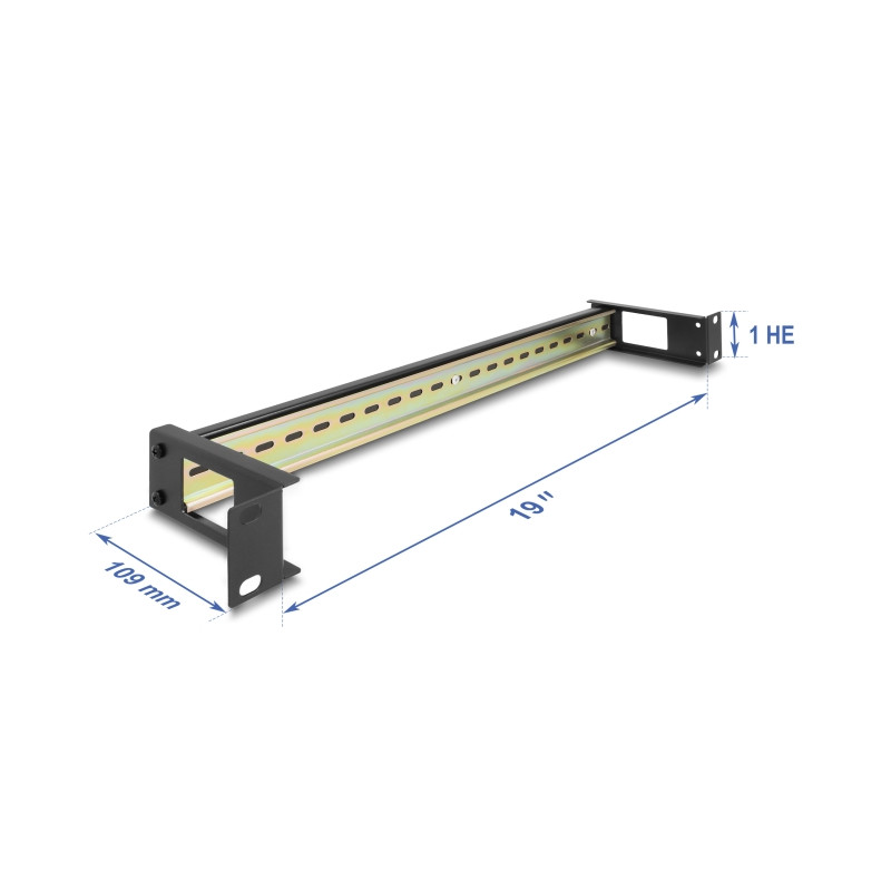 Delock 19″ Hutschienenpanel mit seitlicher Kabeldurchführung 1 HE schwarz