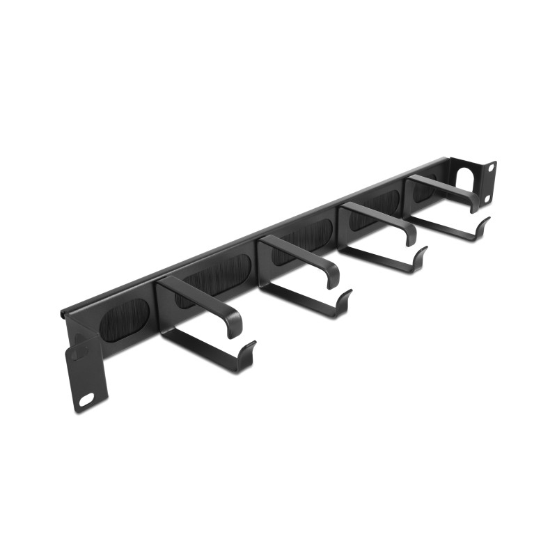 Delock 19″ Kabelmanagement Bürstenleiste mit 4 Bügeln und seitlicher Kabeldurchführung 1 HE schwarz