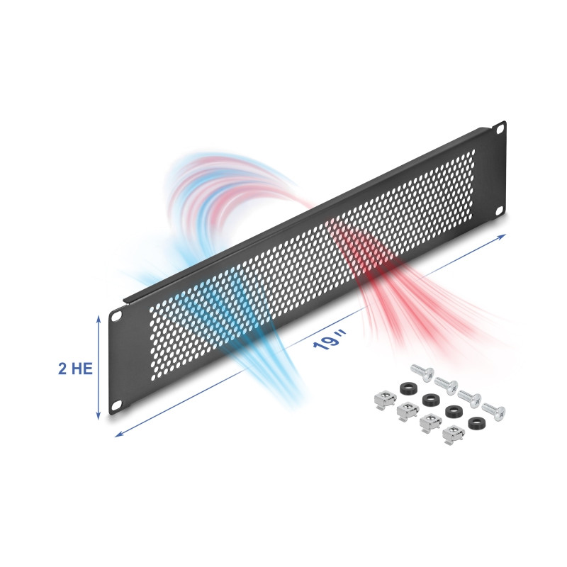 Delock 19″ Blindpanel mit runden Löchern 2 HE schwarz