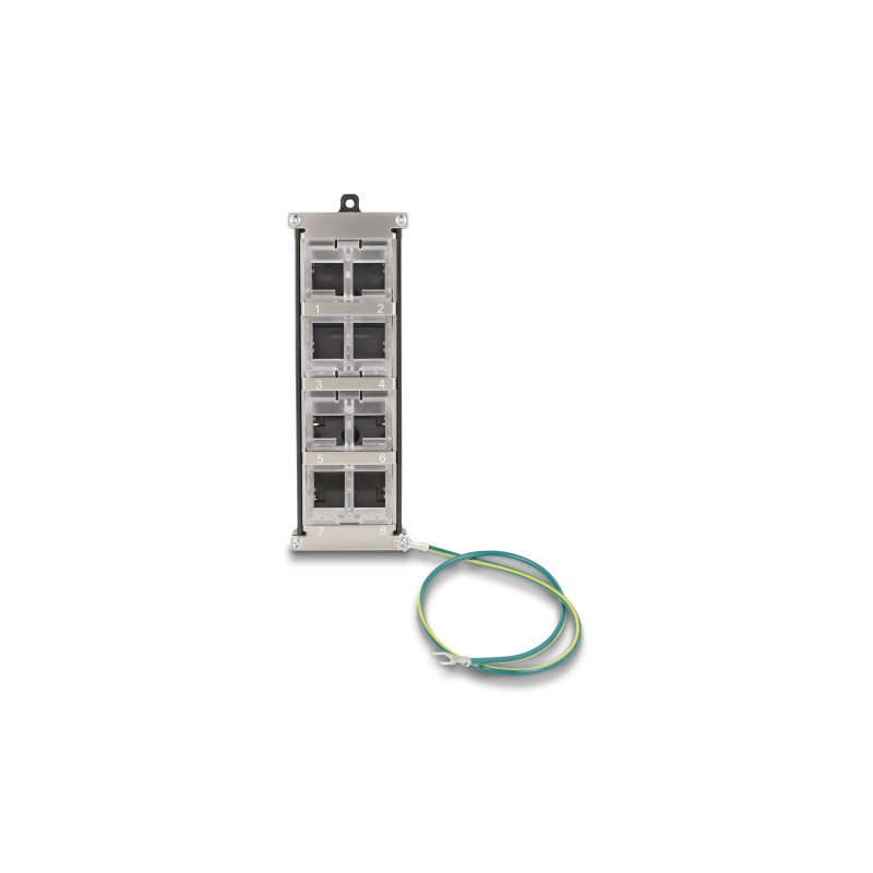 Delock Keystone Halterung 8 Port neigbar für Hutschiene oder Wandmontage