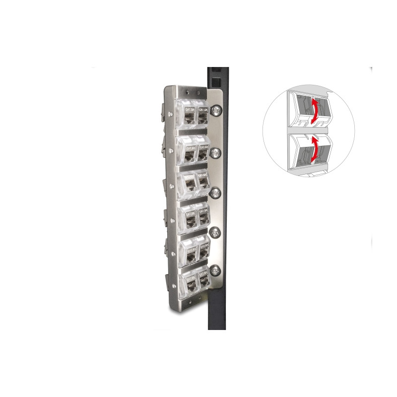Delock Keystone Halterung 12 Port neigbar für 10″ oder 19″ Rack und Wandmontage