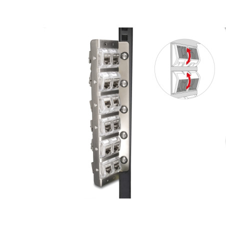 Delock Keystone Halterung 12 Port neigbar für 10″ oder 19″ Rack und Wandmontage