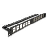 Delock 19″ Keystone Patchpanel 24 Port gewinkelt mit Entlastungsschiene schwarz