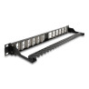 Delock 19″ Keystone Patchpanel 24 Port gewinkelt mit Entlastungsschiene schwarz