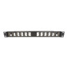 Delock 19″ Keystone Patchpanel 24 Port gewinkelt mit Entlastungsschiene schwarz