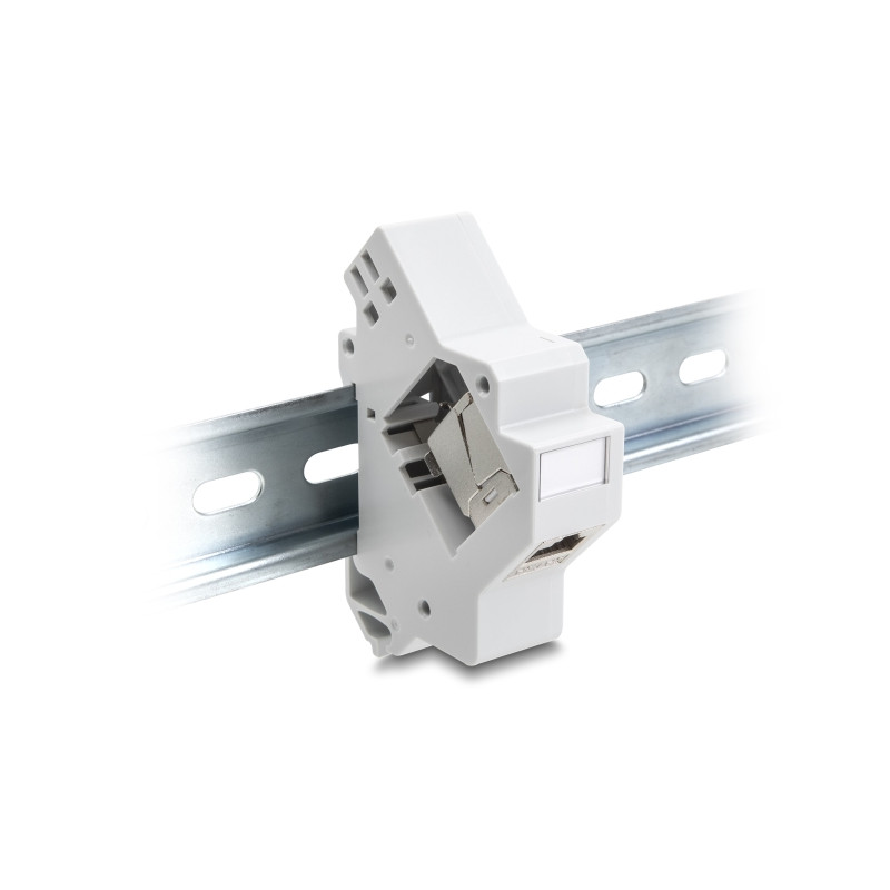 Delock Keystone Halterung für Hutschiene mit Erdung grau