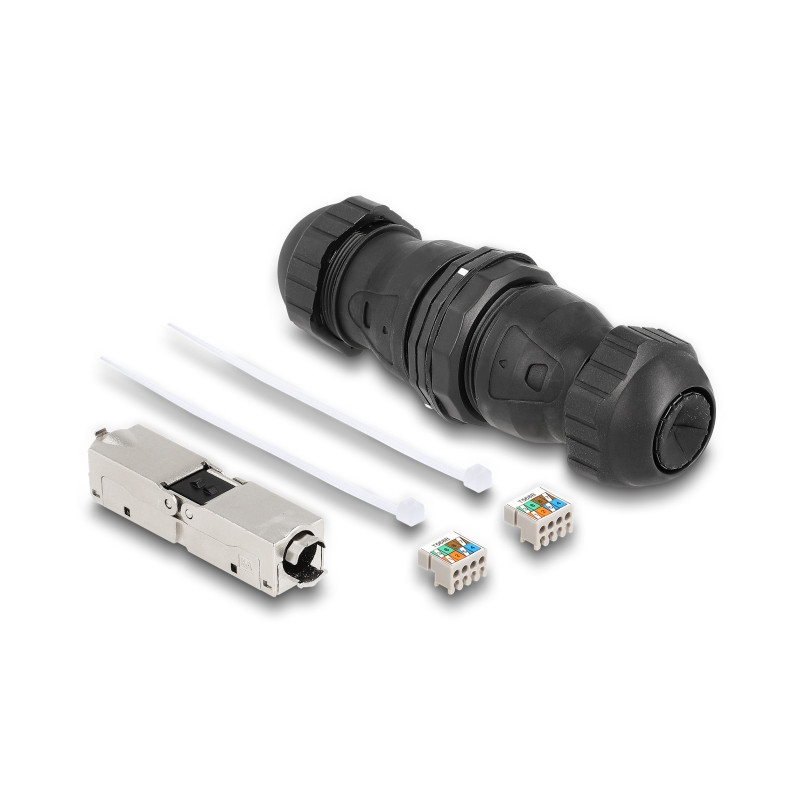 Delock Kabelverbinder LSA zu LSA Cat.6A IP68 staub- und wasserdicht schwarz