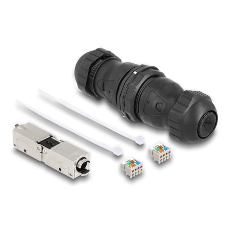 Delock Kabelverbinder LSA zu LSA Cat.6A IP68 staub- und wasserdicht schwarz