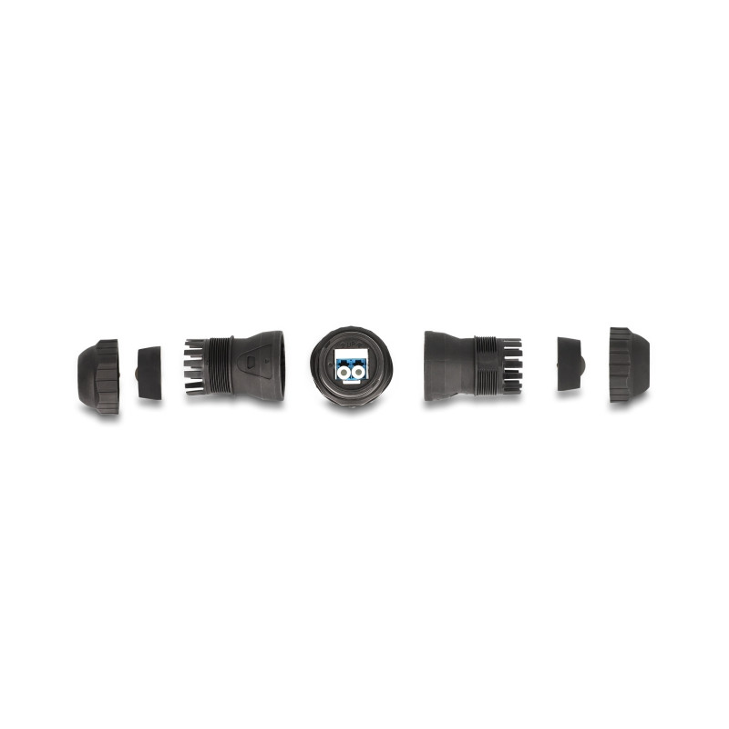Delock LWL Kabelverbinder LC Duplex Buchse zu LC Duplex Buchse UPC OS2 IP68 staub- und wasserdicht