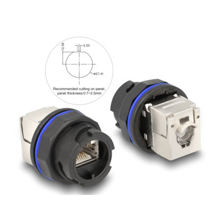 Delock RJ45 Cat.6A Einbaubuchse mit LSA Anschluss schwarz