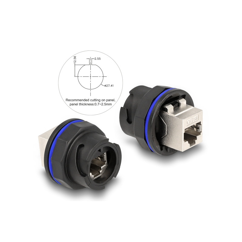 Delock RJ45 Cat.6A Einbaubuchse / Kupplung schwarz