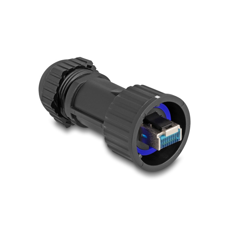 RJ45 Stecker feldkonfektionierbar Cat.6A mit Durchführungskupplung passend für Delock Artikel 67047 und 67048 IP68 staub- und wa