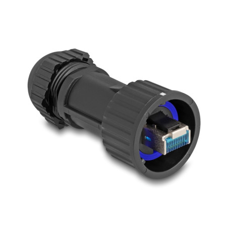 RJ45 Stecker feldkonfektionierbar Cat.6A mit Durchführungskupplung passend für Delock Artikel 67047 und 67048 IP68 staub- und wa