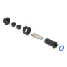 RJ45 Stecker feldkonfektionierbar Cat.6A mit Durchführungskupplung passend für Delock Artikel 67047 und 67048 IP68 staub- und wa