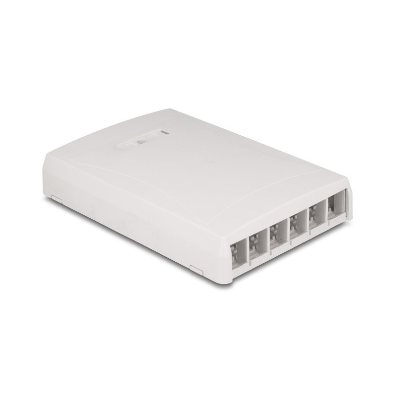 Delock Keystone Leergehäuse Aufputz 6 Port für Glasfaser und Netzwerk weiß