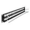 Delock 19″ D-Typ Patchpanel mit Entlastungsschienen 32 Port 2 HE schwarz