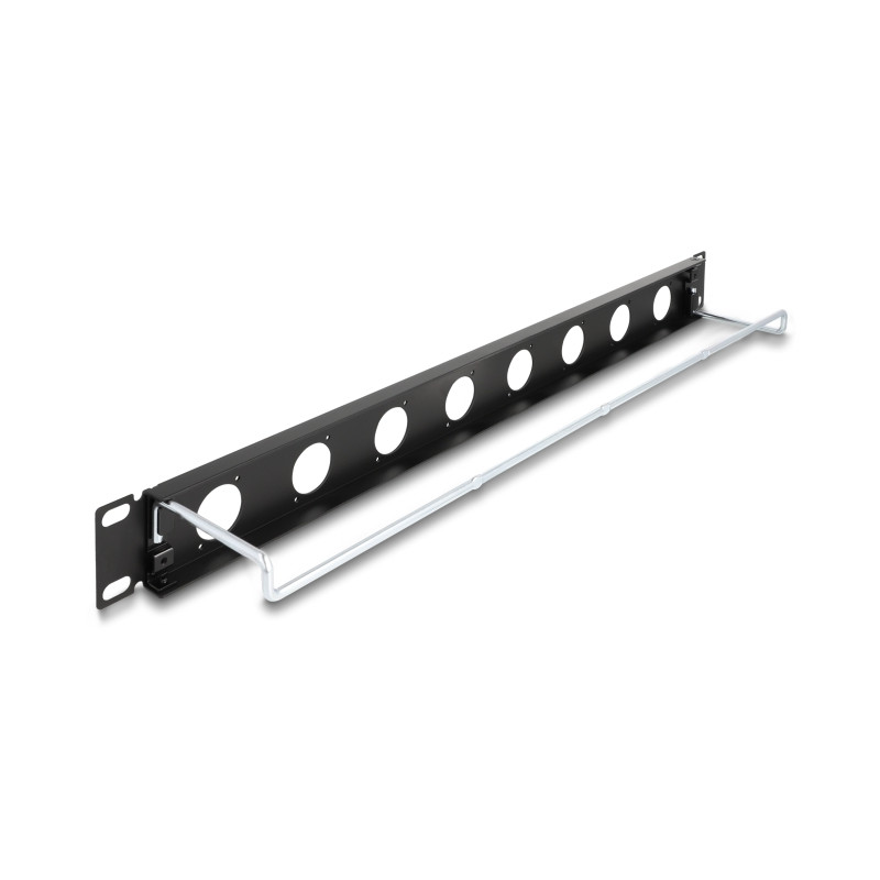 Delock 19″ D-Typ Patchpanel mit Entlastungsschiene 8 Port 1 HE schwarz