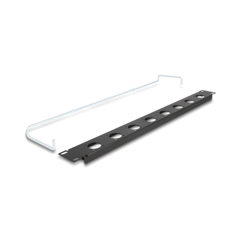 Delock 19″ D-Typ Patchpanel mit Entlastungsschiene 8 Port 1 HE schwarz
