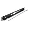 Delock 19″ D-Typ Patchpanel mit Entlastungsschiene 8 Port mittig 1 HE schwarz