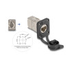 Delock D-Typ RJ45 Einbaubuchse mit LSA Anschluss Cat.6A STP mit Schutzkappe IP66 staub- und wasserdicht