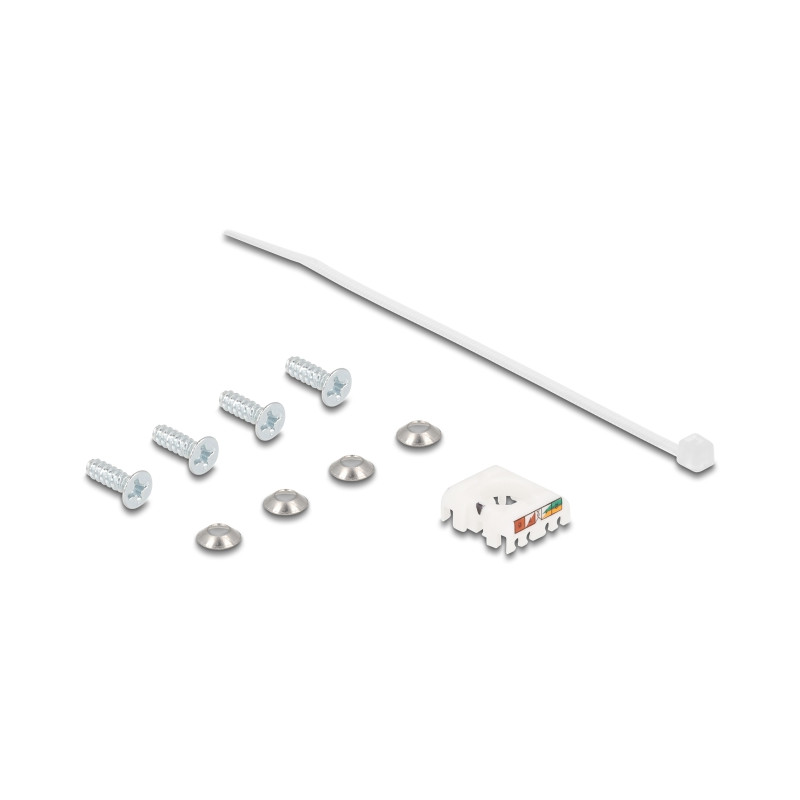 Delock D-Typ RJ45 Einbaubuchse mit LSA Anschluss Cat.6A STP mit Schutzkappe IP66 staub- und wasserdicht