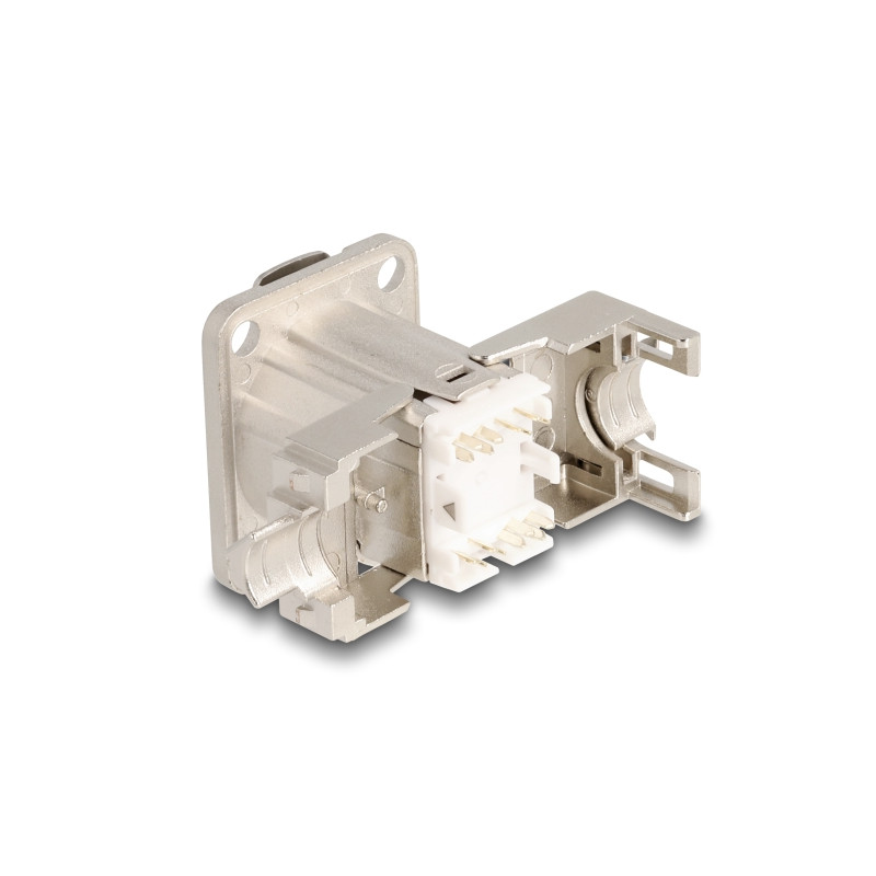 Delock D-Typ RJ45 Einbaubuchse mit LSA Anschluss Cat.6A STP Metall