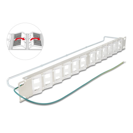 Delock 19″ Keystone Patchpanel mit 24 neigbaren Ports und Entlastungsschiene