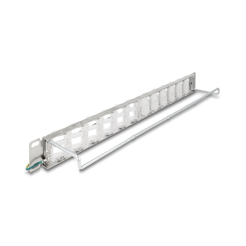 Delock 19″ Keystone Patchpanel mit 24 neigbaren Ports und Entlastungsschiene