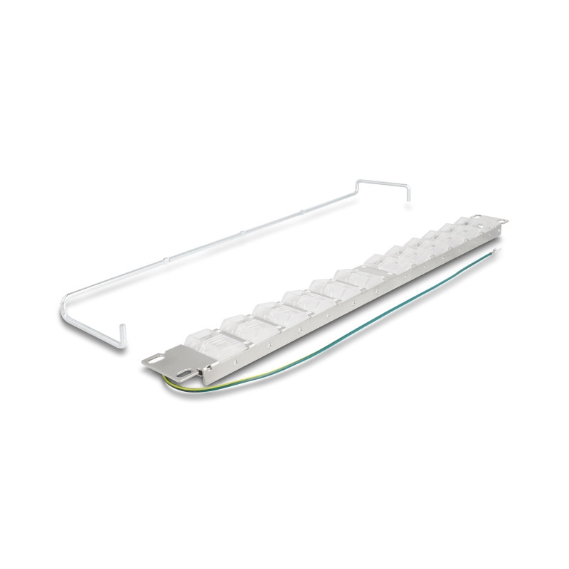 Delock 19″ Keystone Patchpanel mit 24 neigbaren Ports und Entlastungsschiene
