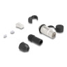 RJ45 Modularer Stecker Cat.6A zur Eigenmontage mit robusten Kabelsteckergehäuse und Schutzkappe passend für die Delock Durchführ