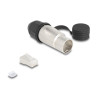 RJ45 Modularer Stecker Cat.6A zur Eigenmontage mit robusten Kabelsteckergehäuse und Schutzkappe passend für die Delock Durchführ