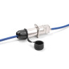 RJ45 Modularer Stecker Cat.6A zur Eigenmontage mit robusten Kabelsteckergehäuse und Schutzkappe passend für die Delock Durchführ
