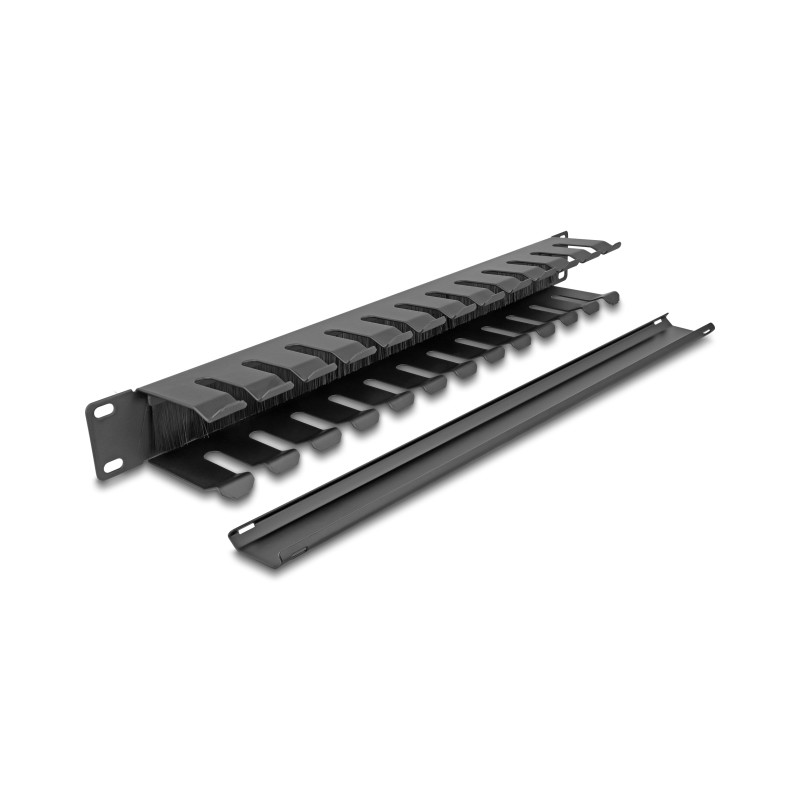 Delock 19″ Kabelmanagement Rangierpanel mit Bürste und 2 Öffnungen 1 HE schwarz