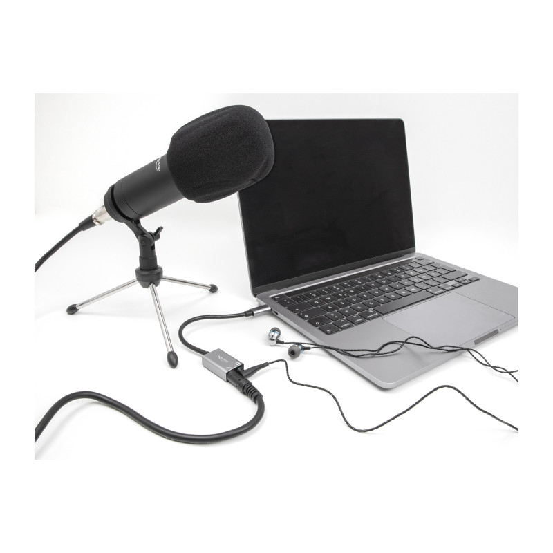Delock Externe USB Soundkarte mit USB Type-C™ Stecker auf 2 x 3,5 mm Klinkenbuchse Plug & Play Audio Adapter