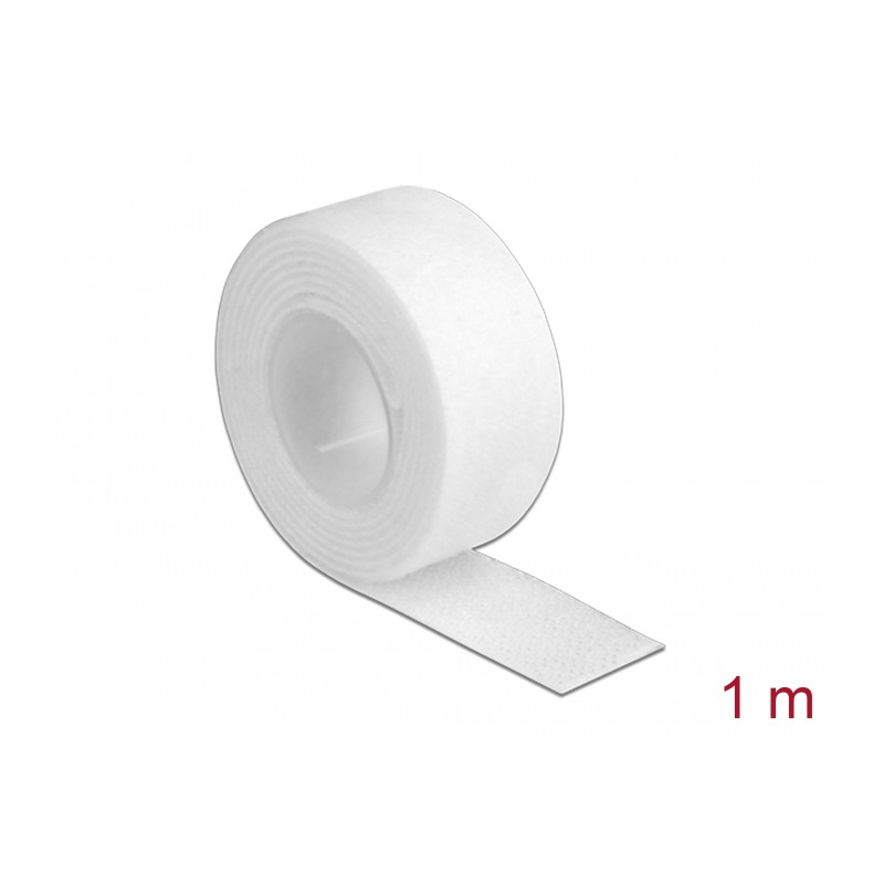 Delock Klettband auf Rolle L 1 m x B 20 mm weiß