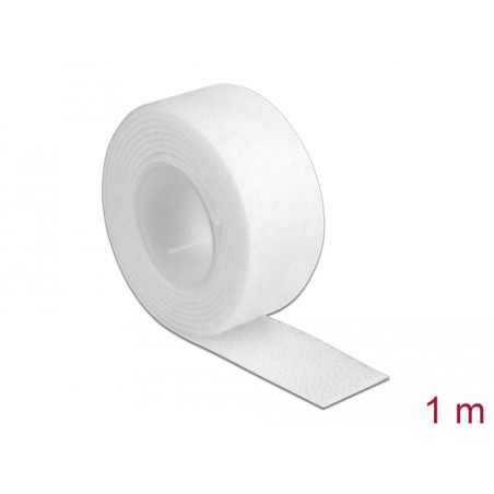 Delock Klettband auf Rolle L 1 m x B 20 mm weiß