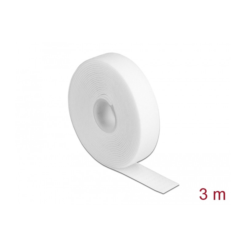 Delock Klettband auf Rolle L 3 m x B 20 mm weiß