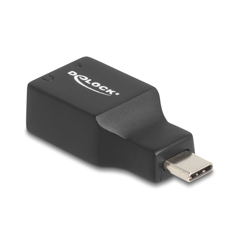 Delock Externe USB Soundkarte mit USB Type-C™ Stecker auf 2 x 3,5 mm Klinkenbuchse Plug & Play Audio Adapter schwarz