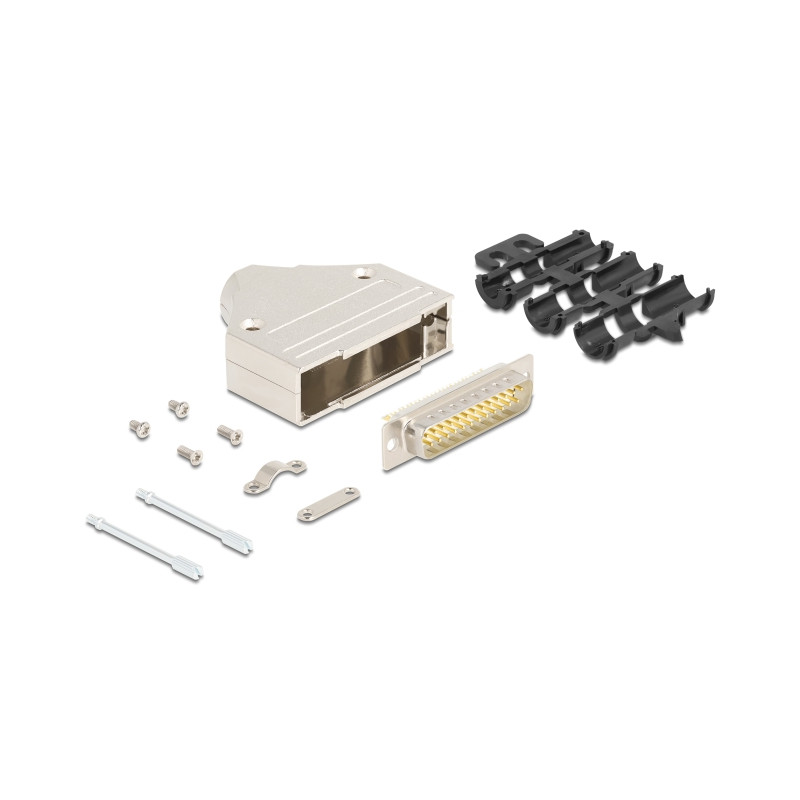 Delock Sub-D Steckergehäuse 25 Pin aus Metall inklusive Steckerverbinder Stecker und Montagematerial