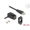 Delock Keystone Modul USB 2.0 Typ-A Einbaubuchse 45° gewinkelt zu Typ-A Stecker mit 30 cm Kabel schwarz