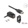 Delock Keystone Modul USB 2.0 Typ-A Einbaubuchse 45° gewinkelt zu Typ-A Buchse mit 30 cm Kabel schwarz