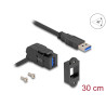 Delock Keystone Modul USB 5 Gbps Typ-A Einbaubuchse 45° gewinkelt zu Typ-A Stecker mit 30 cm Kabel schwarz