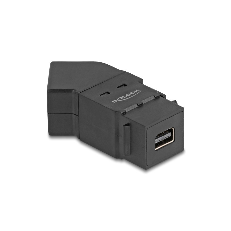 Delock Keystone Modul Mini DisplayPort Einbaubuchse zu DisplayPort Buchse 45° gewinkelt 8K 30 Hz schwarz